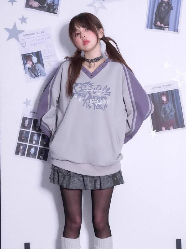 Hooded V-neck sweater【s0000011291】 Embroidered Appliqued Beaded