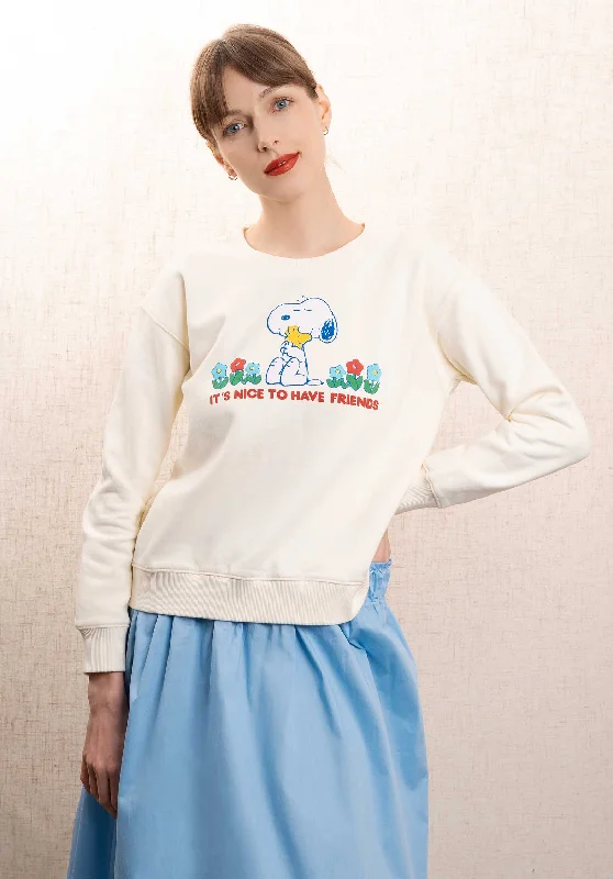 Sweatshirt Mardi Swea Mardi Sweater Ecru-Snoppy Hoodie with Mesh Breathable Sporty