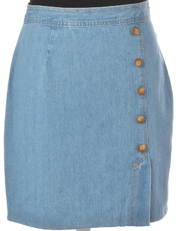 Label Pencil Shape Denim Skirt chiffon skirt floaty