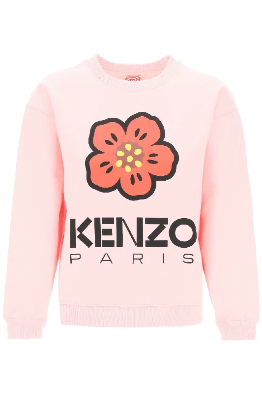 bokè flower crew-neck sweatshirt FD52SW0364ME ROSE CLAIR Hoodie with Front Slit Layering Stylish bokè flower crew-neck sweatshirt FD52SW0364ME ROSE CLAIR Hoodie with Front Slit Layering Stylish