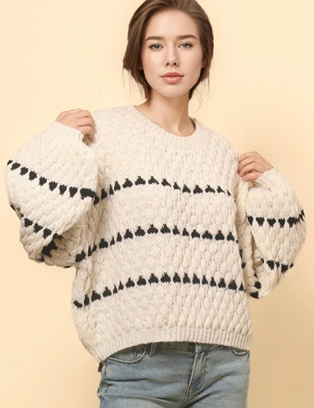 Ladies Chunky Round Neck Pullover Sweater SKT4845 Wool Sweater Cotton Sweater Cashmere Sweater