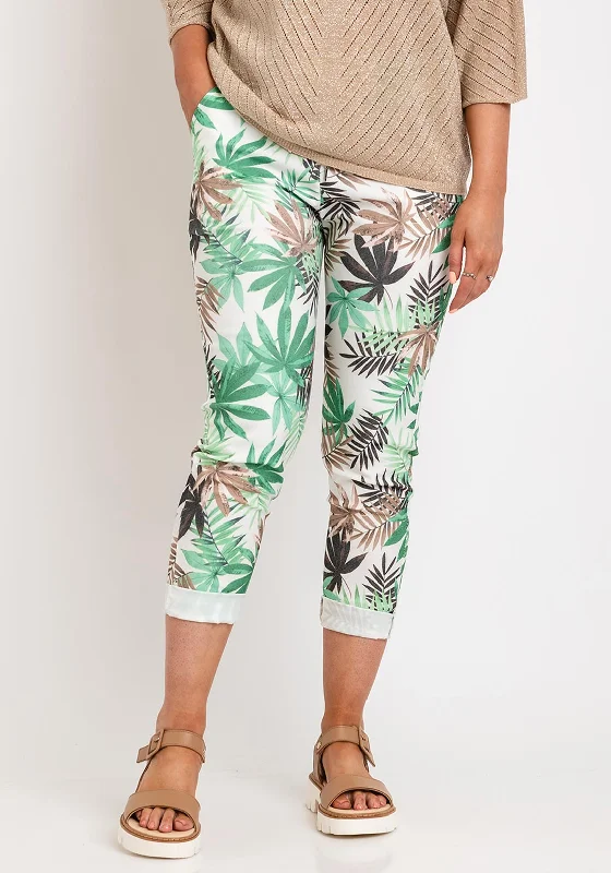 The Serafina Collection One Size Leaf Print Drawstring Trouser, Light Green Trousers Custom Made The Serafina Collection One Size Leaf Print Drawstring Trouser, Light Green Trousers Custom Made