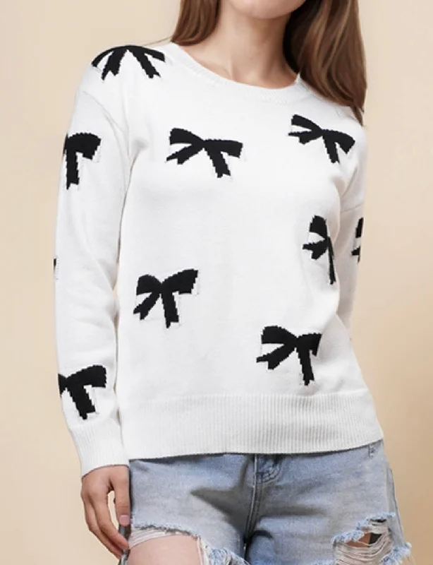 Ladies Color Block Bowknot Pullover Sweater SKT41010 Plaid Sweater Polka Dot Checkered Ladies Color Block Bowknot Pullover Sweater SKT41010 Plaid Sweater Polka Dot Checkered