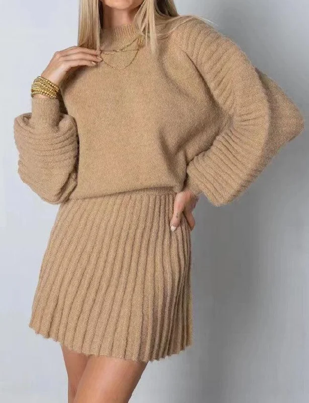 Ladies Solid Color Pullover Sweater Dress & Mini Skirt Set SKST41008 Iron Safe Non-Iron Wrinkle Free Ladies Solid Color Pullover Sweater Dress & Mini Skirt Set SKST41008 Iron Safe Non-Iron Wrinkle Free