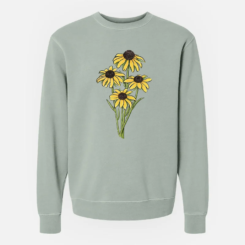 Black-eyed Susans - Rudbeckia hirta - Unisex Pigment Dyed Crew Sweatshirt Hoodie with Hidden Zipper Minimalist Clean Black-eyed Susans - Rudbeckia hirta - Unisex Pigment Dyed Crew Sweatshirt Hoodie with Hidden Zipper Minimalist Clean