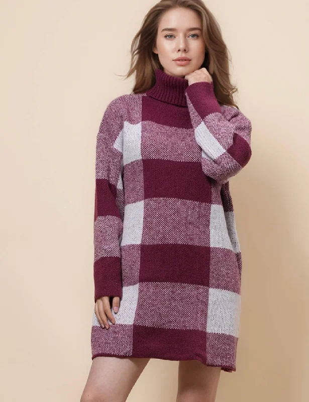 Ladies Christmas Plaid Sweater Mini Dress SKD41157 Denim Fabric Leather Fabric Suede Fabric Ladies Christmas Plaid Sweater Mini Dress SKD41157 Denim Fabric Leather Fabric Suede Fabric