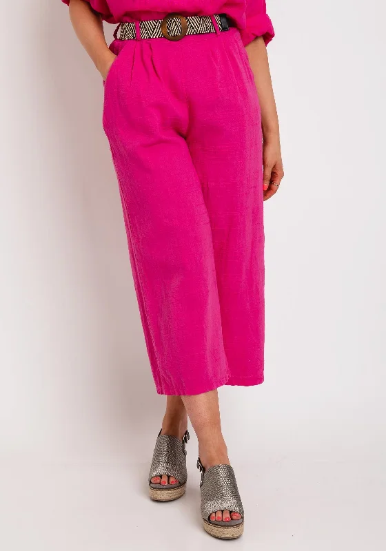 The Serafina Collection One Size Wide Leg Crop Trouser, Cerise Pink Trousers Lace Delicate The Serafina Collection One Size Wide Leg Crop Trouser, Cerise Pink Trousers Lace Delicate