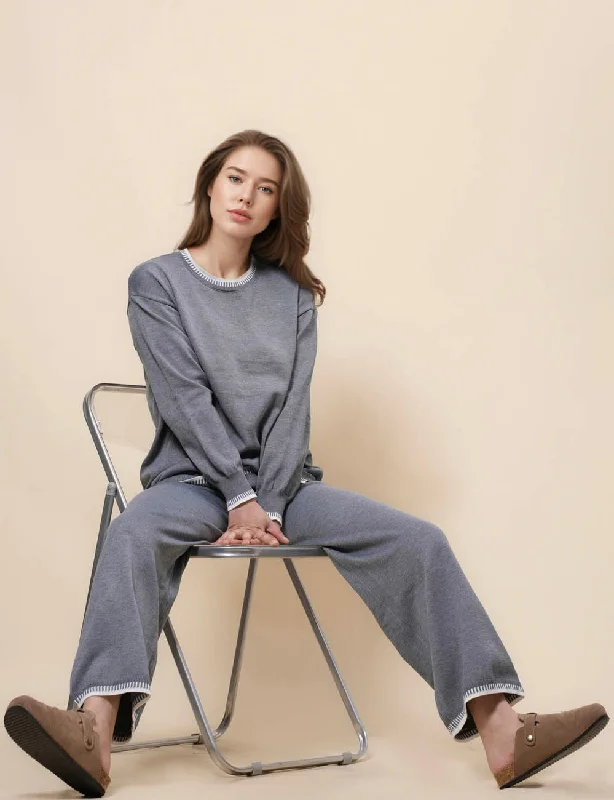 Ladies Color Block Pullover Sweater Pants Knit Set SKST41021 High Neck Crew Neck V-Neck Ladies Color Block Pullover Sweater Pants Knit Set SKST41021 High Neck Crew Neck V-Neck
