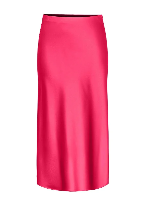 Y.A.S Pella High Waist Satin Midi Skirt, Raspberry Sorbet denim skirt classic