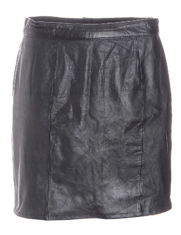 Label Roxy Mini Leather Skirt button skirt front