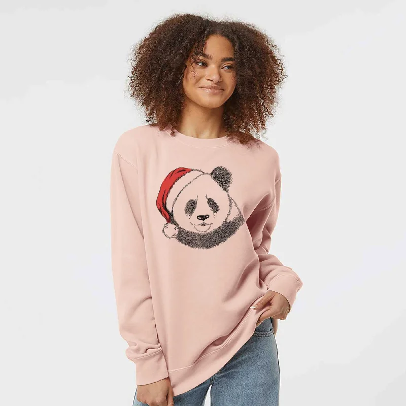 Santa Po the Panda - Unisex Pigment Dyed Crew Sweatshirt Hoodie with Patch Decorative Personalized Santa Po the Panda - Unisex Pigment Dyed Crew Sweatshirt Hoodie with Patch Decorative Personalized