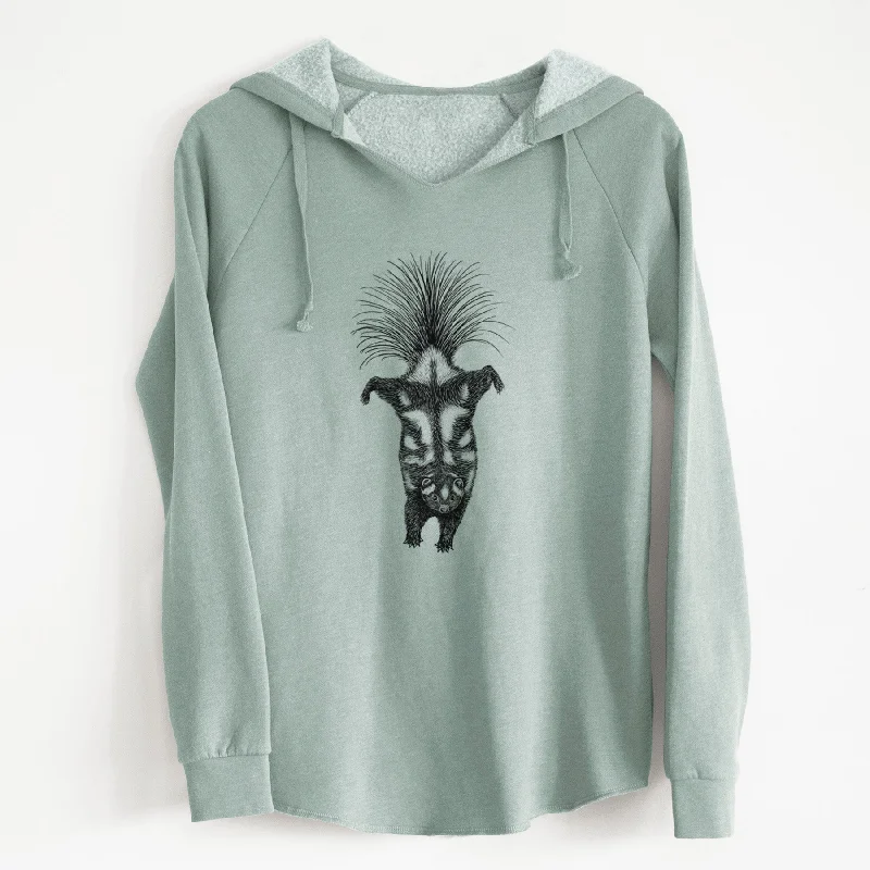 Eastern Spotted Skunk - Spilogale putorius - Cali Wave Hooded Sweatshirt Hoodie with Hem Applique Textured Unique Eastern Spotted Skunk - Spilogale putorius - Cali Wave Hooded Sweatshirt Hoodie with Hem Applique Textured Unique