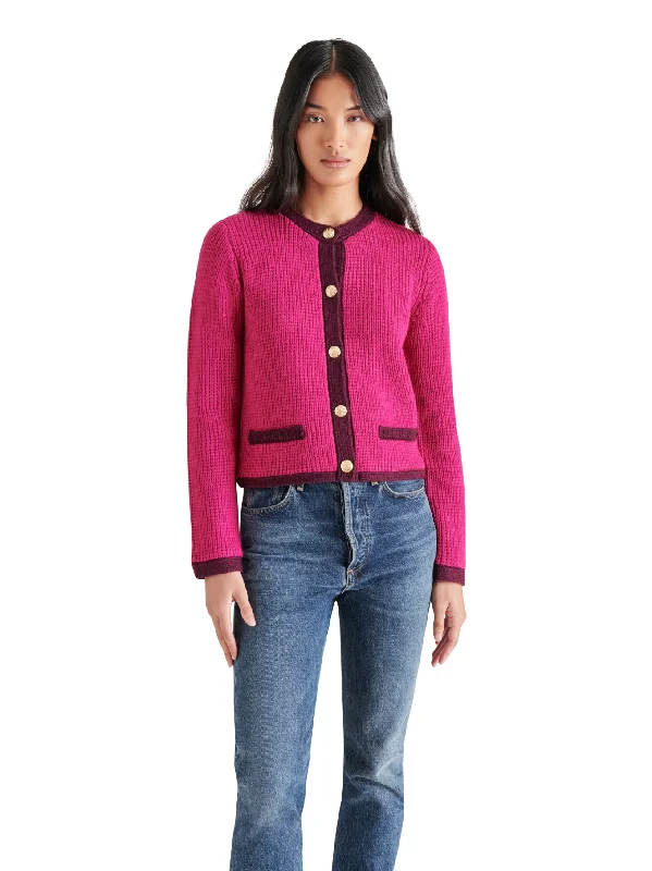 Fuschia Fantino Sweater Jacket Mesh Sweater Canvas Denim