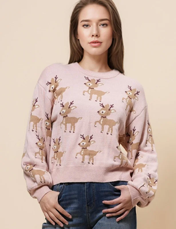Ladies Christmas Pullover Deers Pattern Sweater SKT4930 Jersey Fabric Tulle Fabric Batik Fabric Ladies Christmas Pullover Deers Pattern Sweater SKT4930 Jersey Fabric Tulle Fabric Batik Fabric