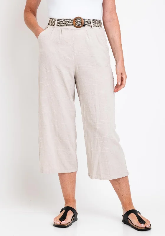 The Serafina Collection One Size Wide Leg Crop Trouser, Beige Trousers Leisure Comfortable The Serafina Collection One Size Wide Leg Crop Trouser, Beige Trousers Leisure Comfortable