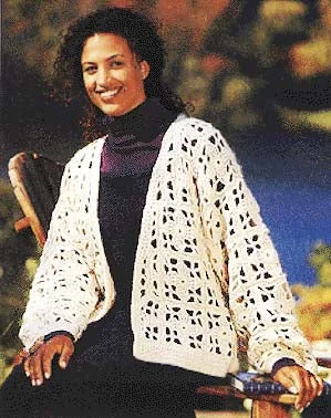 Pinwheel Lace Cardigan (Crochet) Collared Crew Neck Turtle Neck