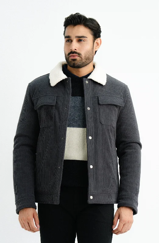 SHERPA-COLLARED SUEDE-EFFECT JACKET Trench Coat Raincoat Waterproof Jacket