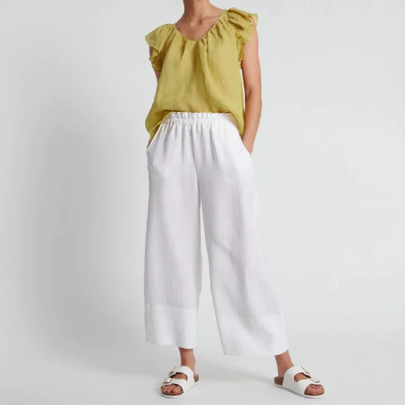 Sac | Ayra Wide Leg Linen Pant | White New Arrival Jeggings,