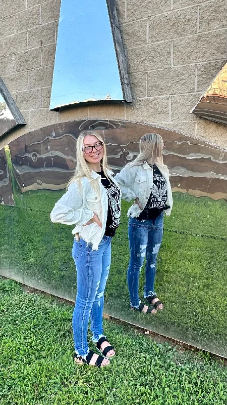 Ivory Distressed Corduroy Jacket Mesh Jacket Canvas Jacket Denim Jacket