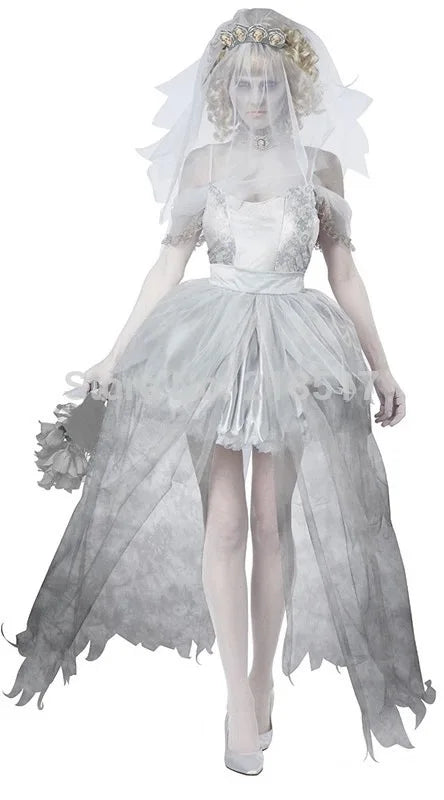 Advbridge M-XXL Women Vampire Zombie Dress Decadent Dark Ghost Bride Styling Scary Costumes Halloween Costumes Cosplay for Women Girl