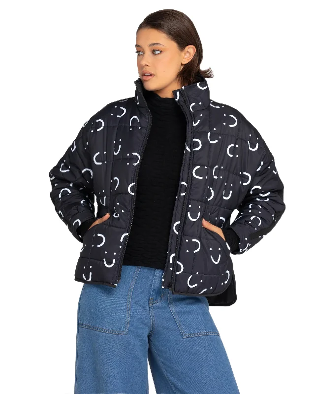 Rue Puffer Jacket Smile Bomber Jacket Anorak Windbreaker