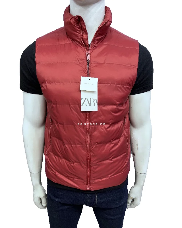 ZR Lightweight Sleeveless Rust Puffer Jacket (700) Satin Jacket Silk Jacket Chiffon Jacket