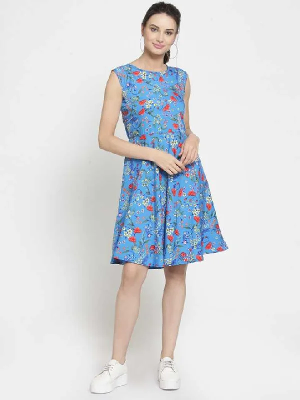 TANDUL  Women Fit and Flare Blue Dress