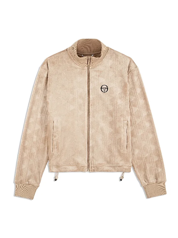 Gabrisa Velour Track Jacket- Humus Denim Jacket Leather Jacket Suede Jacket