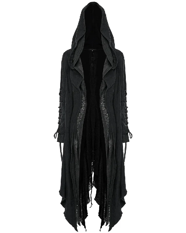 Punk Rave Womens Apocalyptic Gothic Hooded Cloak Waterfall Cardigan - Extended Size Range Slim Fit Regular Fit Oversized