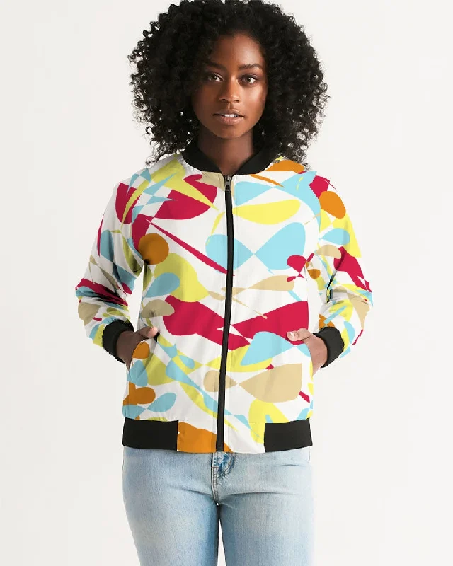When Confused Women's Bomber Jacket Satin Fabric Silk Fabric Chiffon Fabric