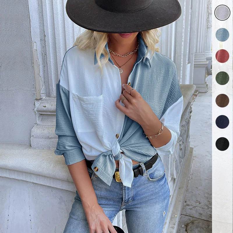 IKEARLAX New autumn new cardigan shirt 2025 2025 trade cross-border design lapel color matching long-sleeved shirt Anti-Pilling Anti-Shrink Durable IKEARLAX New autumn new cardigan shirt 2025 2025 trade cross-border design lapel color matching long-sleeved shirt Anti-Pilling Anti-Shrink Durable