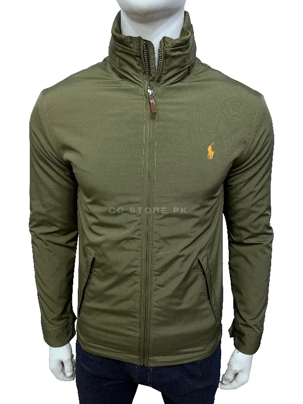 RL Inner Fleece Concealed Hood Green Jacket Welt Pockets Slit Pockets Flap Pockets