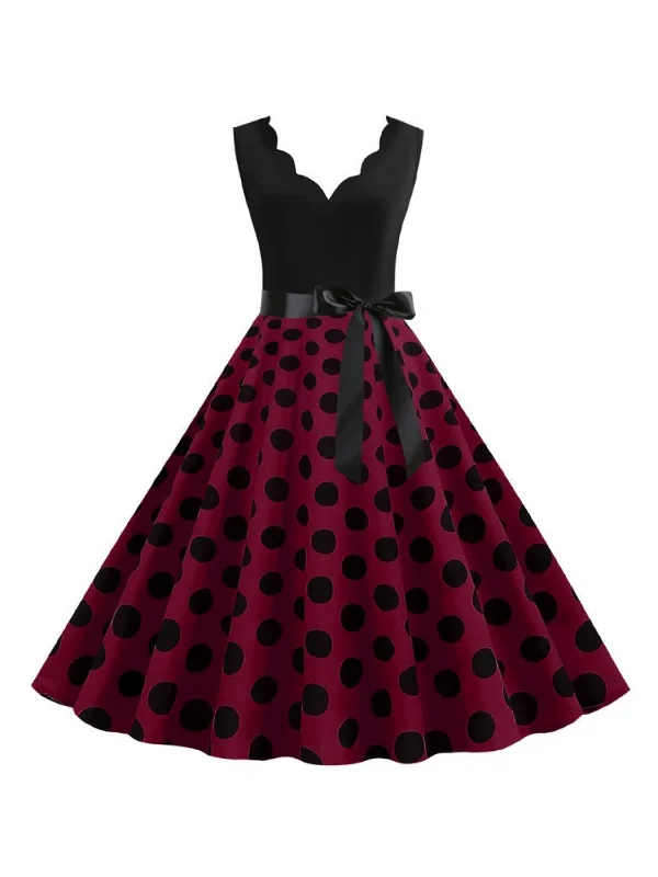 A-Line/Princess V-Neck Sleeveless Knee-Length Vintage Dress