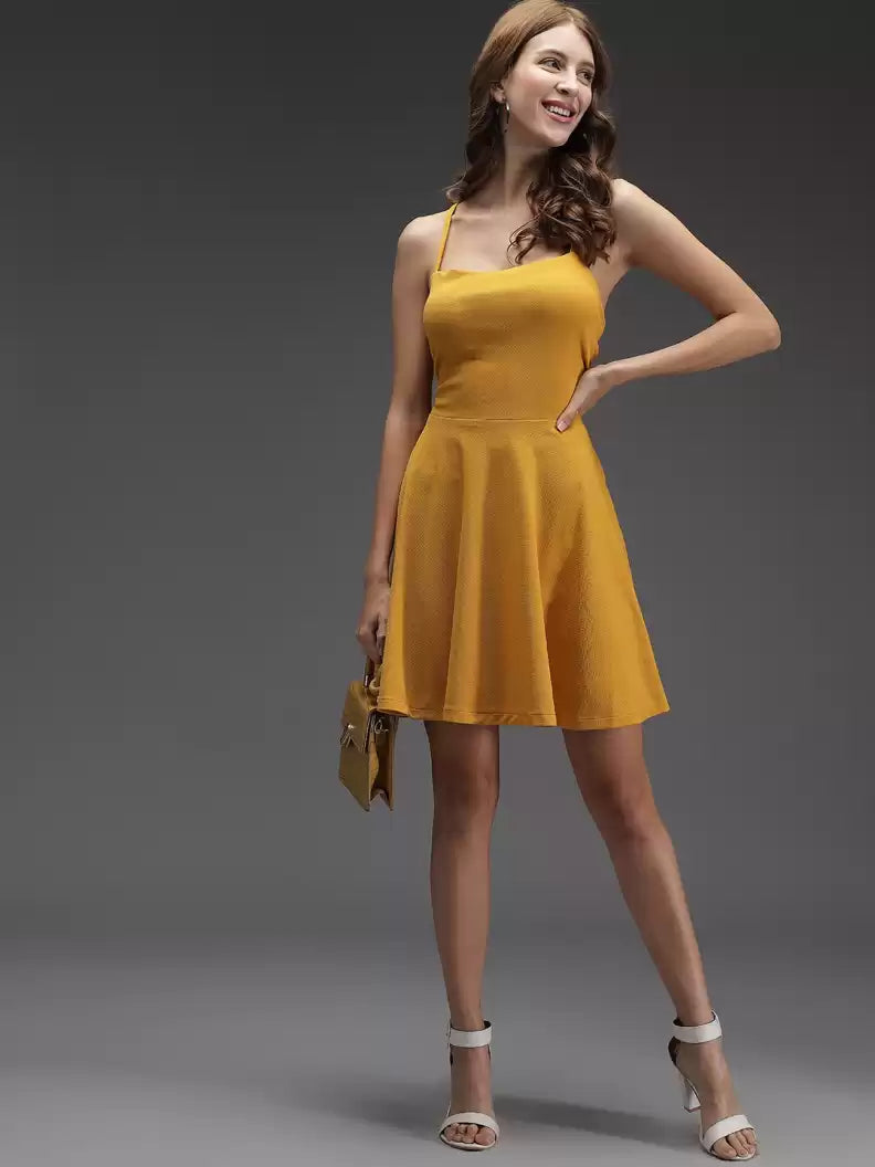 TANDUL  Women Fit and Flare Yellow Dress
