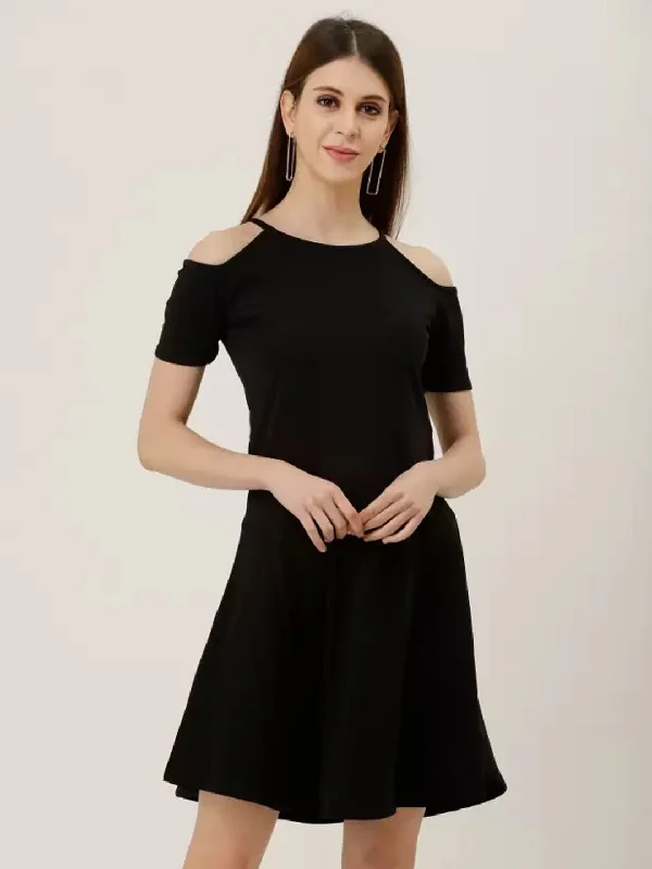 TANDUL  Women A-line Black Dress