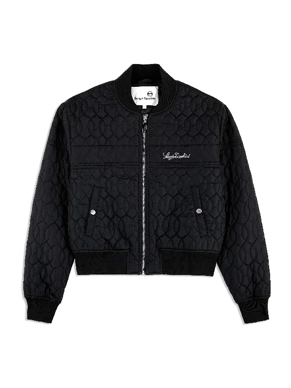 Cipolla Quilted Bomber Jacket- Black Beauty Print Jacket Jacquard Jacket Patchwork Jacket
