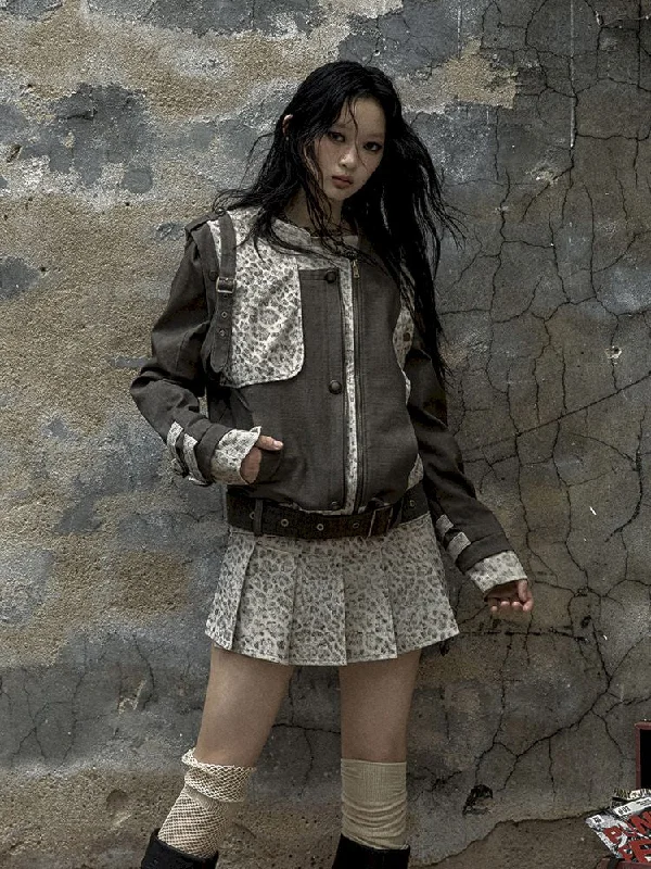 Spliced Leopard Jacket Coat【s0000009969】 Satin Jacket Silk Jacket Chiffon Jacket