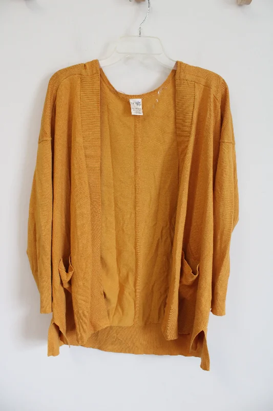 Terra & Sky Mustard Yellow Knit Cardigan | 1X (16W-18W) Jersey Fabric Tulle Fabric Batik Fabric Terra & Sky Mustard Yellow Knit Cardigan | 1X (16W-18W) Jersey Fabric Tulle Fabric Batik Fabric