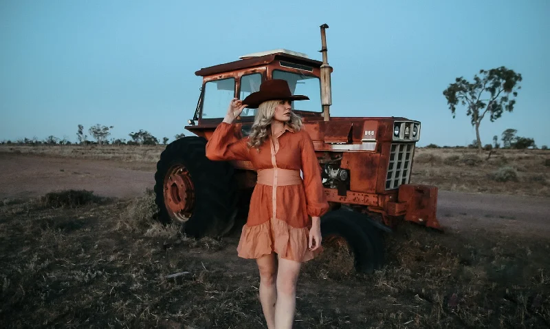 Rust 2 tone dress