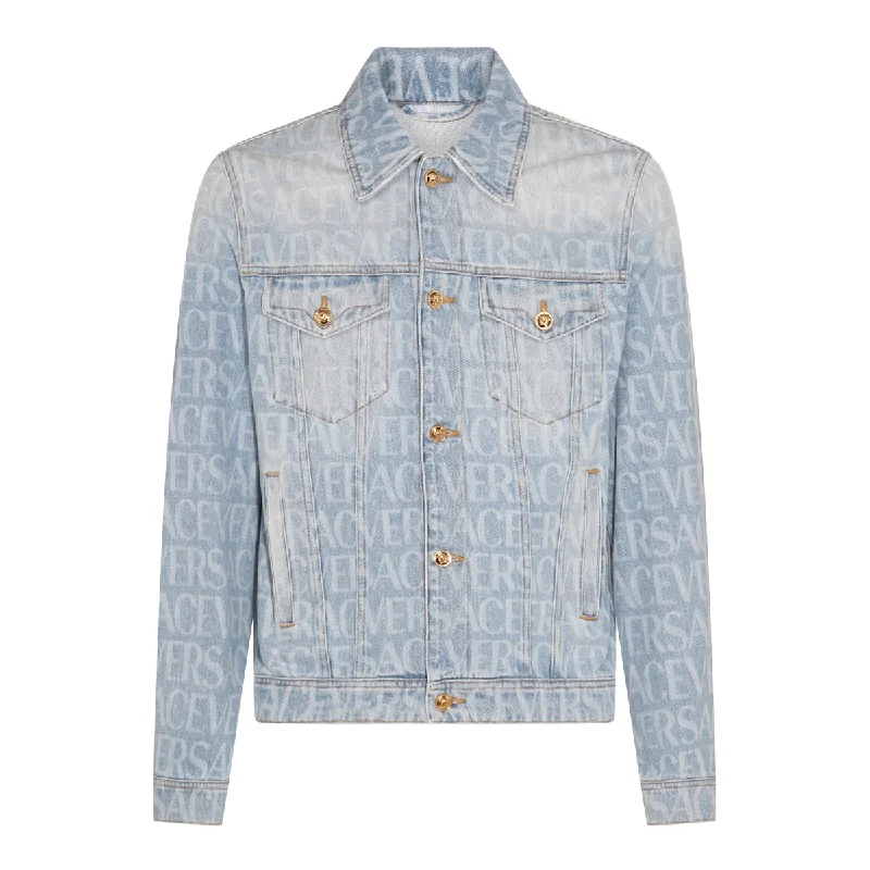 Versace Jackets Blue Herringbone Jacket Houndstooth Jacket Plaid Jacket