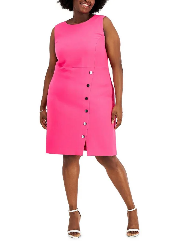 Plus Womens Scuba Mini Sheath Dress
