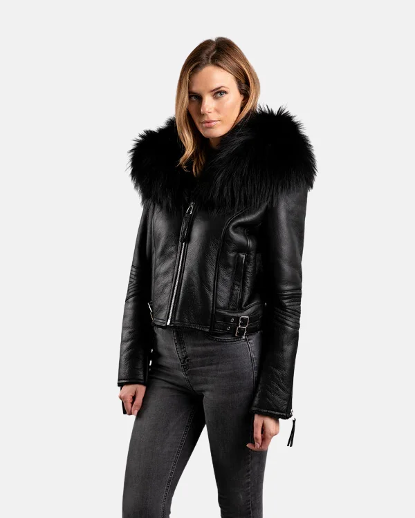 Knightsbridge Shearling Leather Jacket Tiered Jacket Buttoned Jacket Zippered Jacket