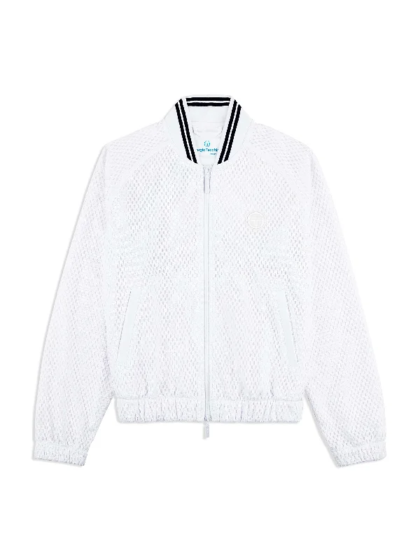 Adria Mesh Track Jacket- Brilliant White Fleece Jacket Down Jacket Feather Jacket