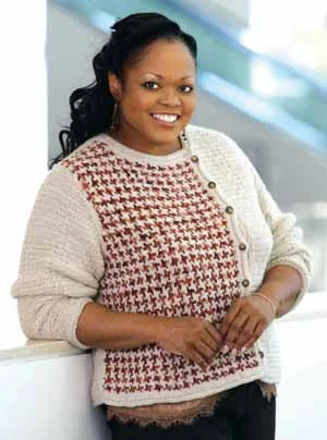 Houndstooth Cardigan Pattern (Knit) Welt Pockets Slit Pockets Flap Pockets