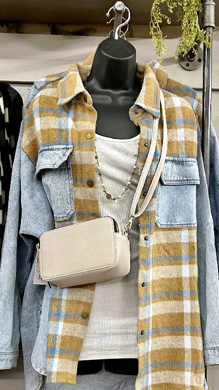 Camel Plaid Jean Jacket Denim Jacket Leather Jacket Suede Jacket