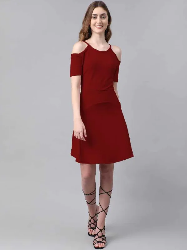 TANDUL  Women A-line Maroon Dress
