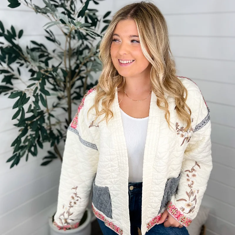 POL Good Intensions Quilted Long Sleeve Cream Jacket Denim Jacket Leather Jacket Suede Jacket POL Good Intensions Quilted Long Sleeve Cream Jacket Denim Jacket Leather Jacket Suede Jacket