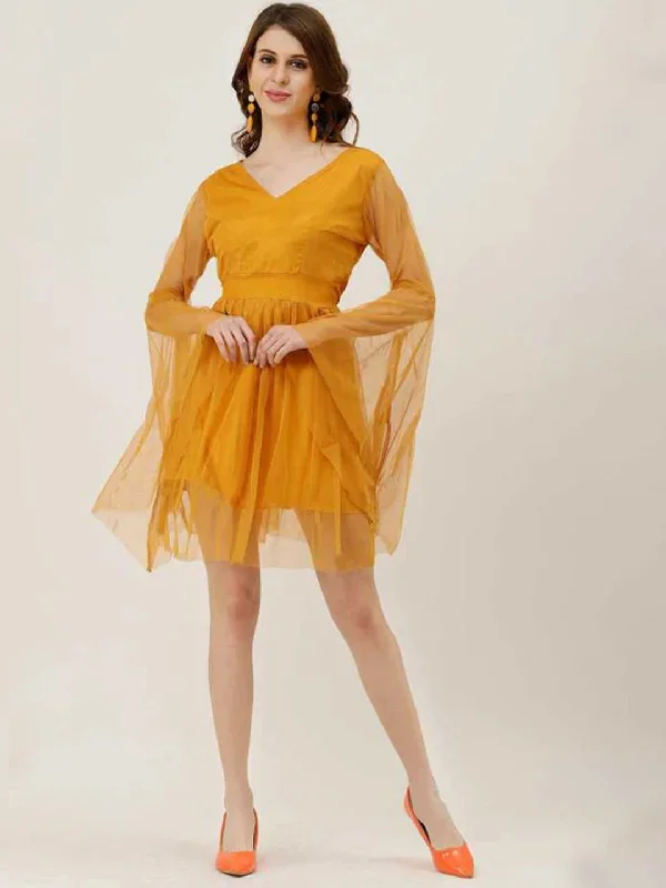 TANDUL  Women A-line Yellow Dress
