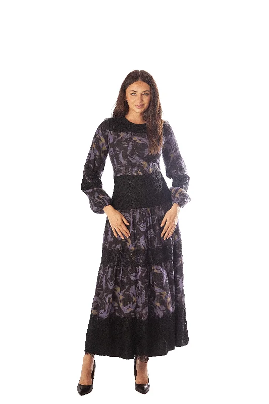 Lace + Print Combo Dress