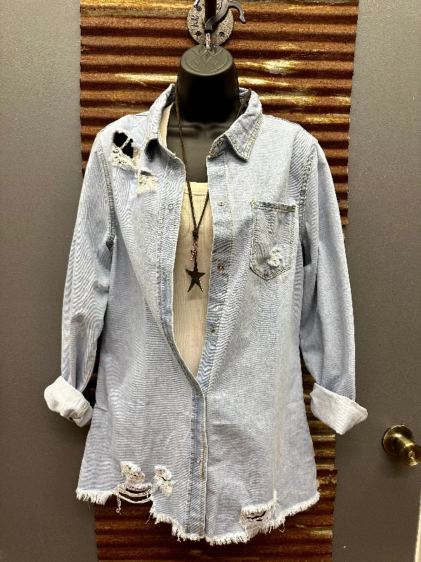 Distressed Denim Jacket Wool Jacket Cashmere Jacket Tweed Jacket